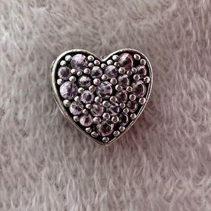 Authentic Pandora Pink Dazzling Heart Charm, Pink color